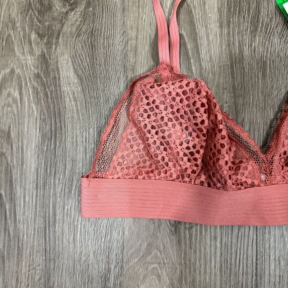 DKNY Nightfall Bralette Size Large Blush Pink Sheer Lace Wireless Bra NEW - Picture 3 of 11